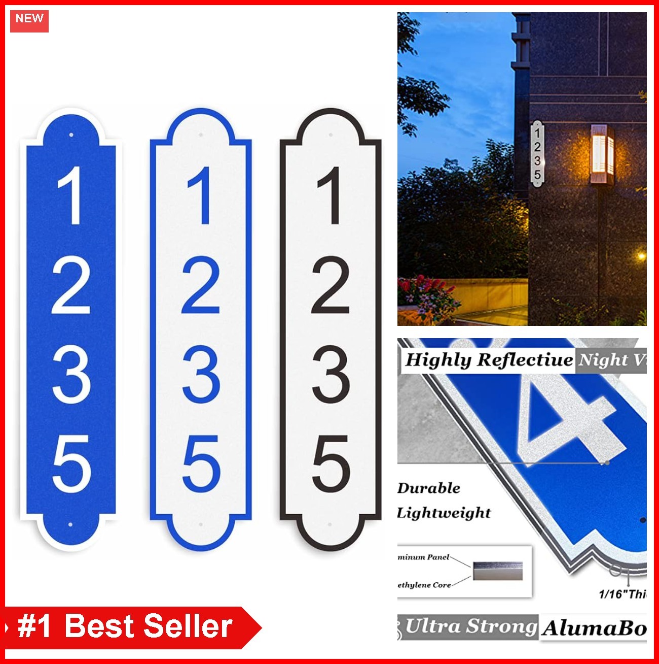 Customized Address Plaque 13.5×3 Inch Reflective Aluminum Composite House