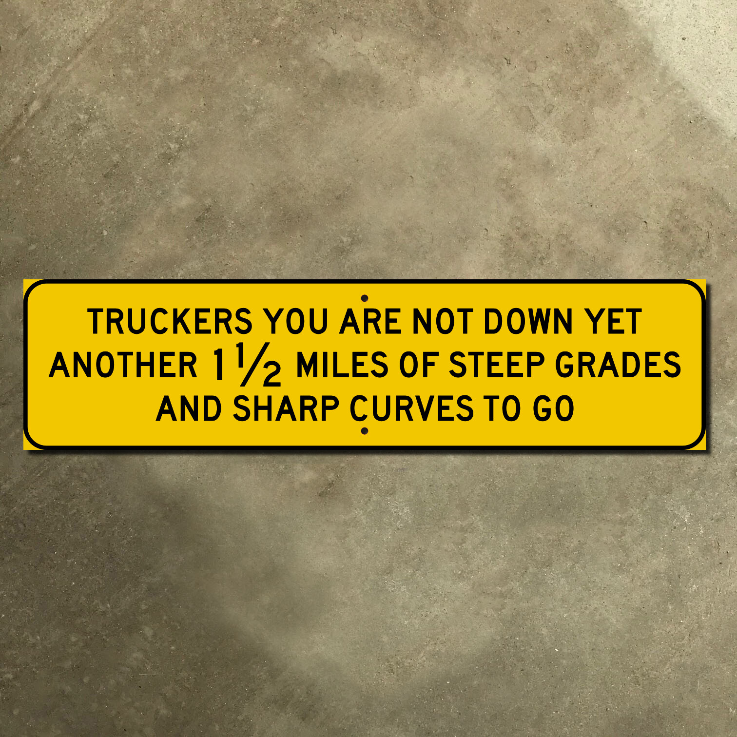 Colorado interstate 70 1.5mi grades curves truck highway road sign 1989 24×6