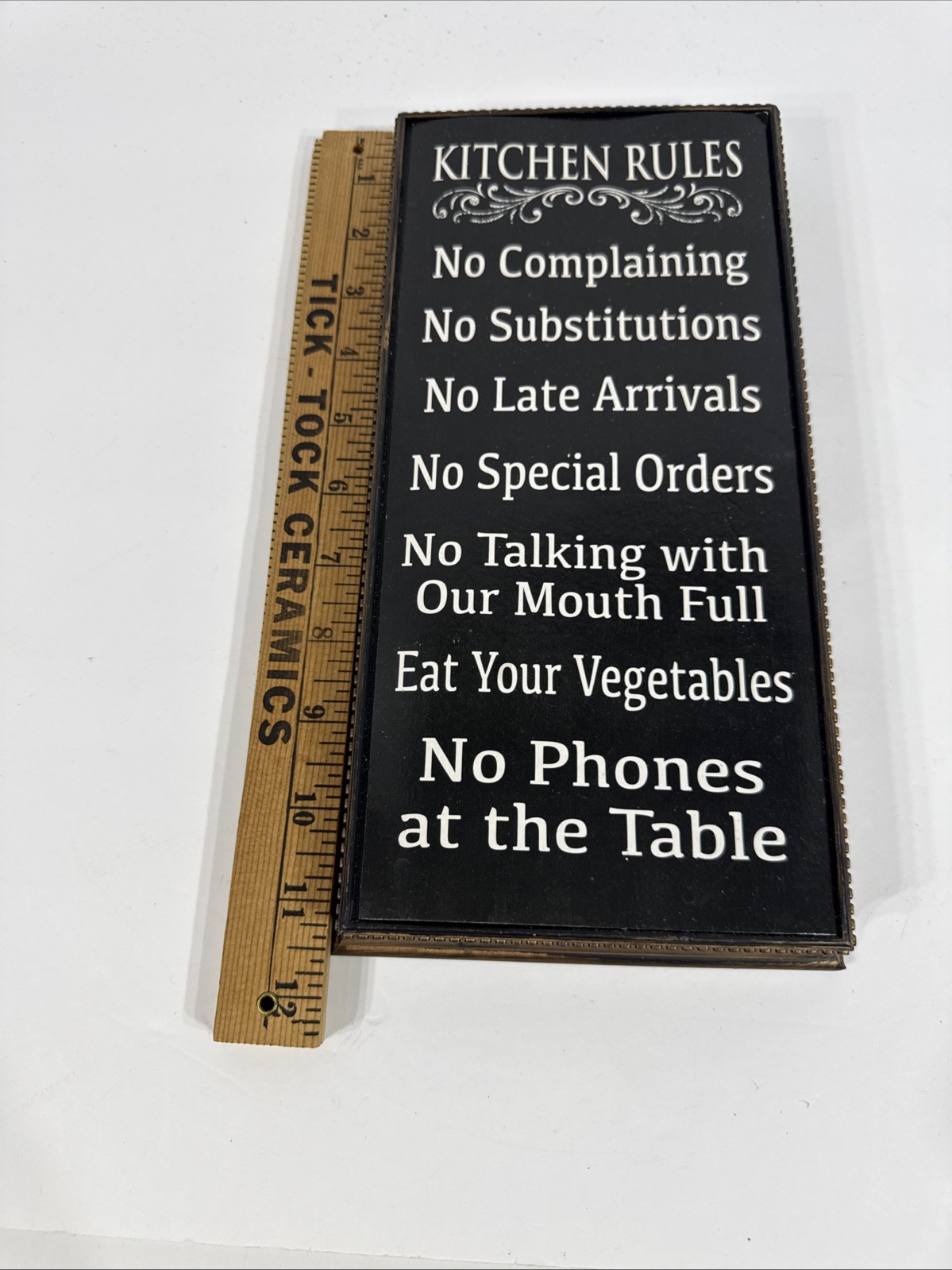Kitchen rules plastic sign 11″x5.5″