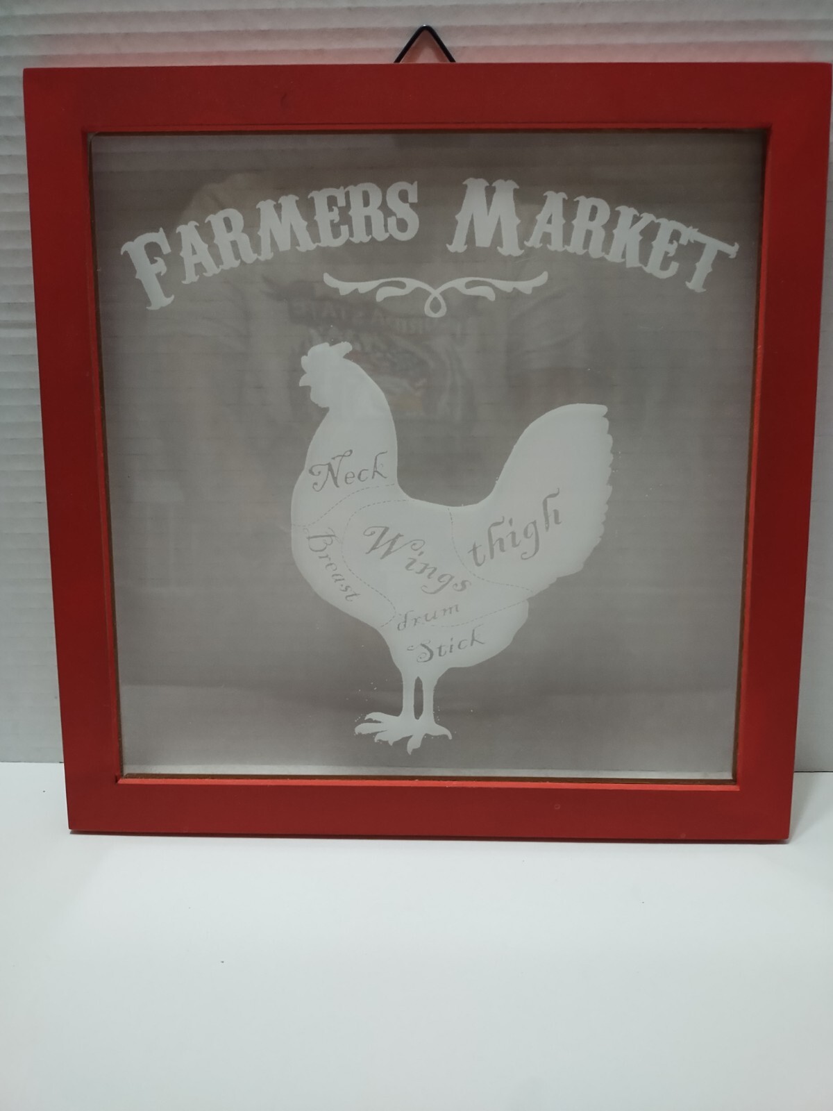 Farmhouse Wall Decor Red Chicken Farmers Market Kitchen Clear Plastic READ
