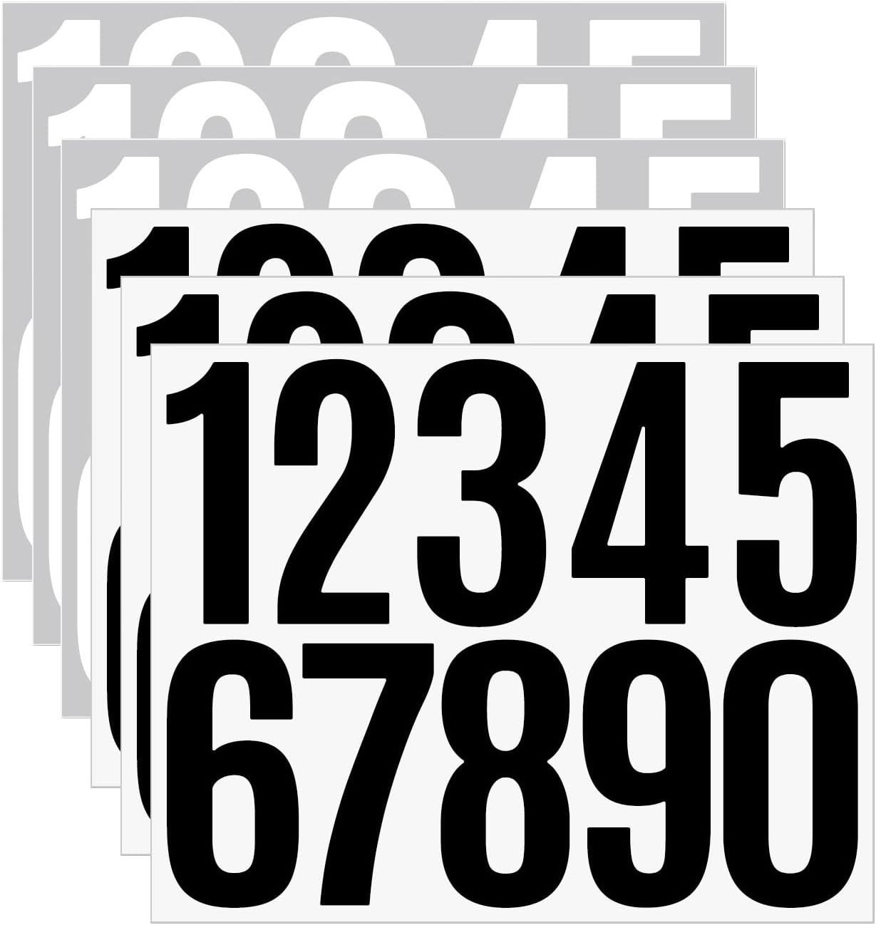 6 Sheets 3 Inch House Numbers for Outside, Vinyl Waterproof Sticker Black Numbe