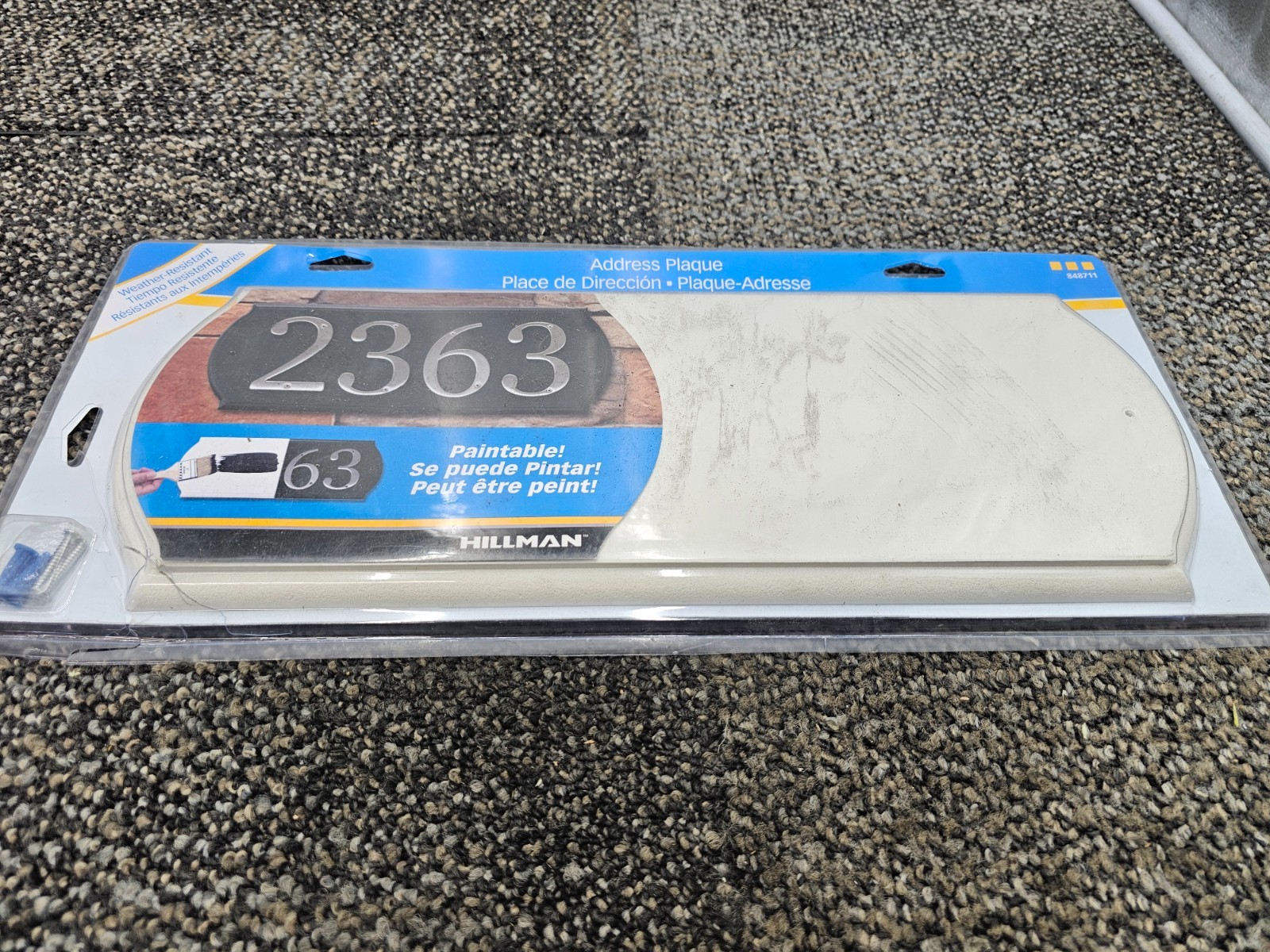 (QTY 2) House Number Address Plaque 5 Capacity Powder Coated White Finish 16”x6”