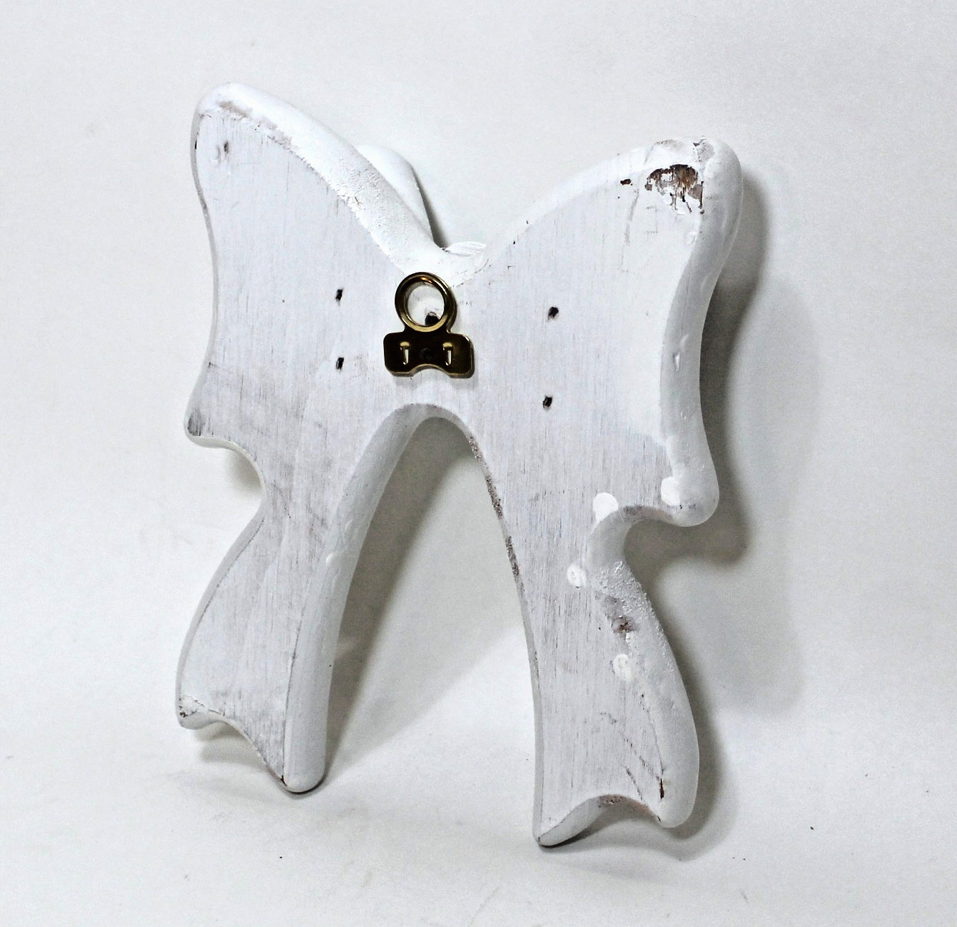 Vintage Wood Bow Ribbon Wall Hanging Decor White