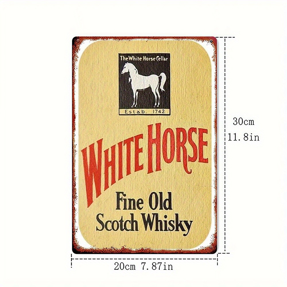 Vintage White Horse Metal Sign 8×12 Inches Wall Decor