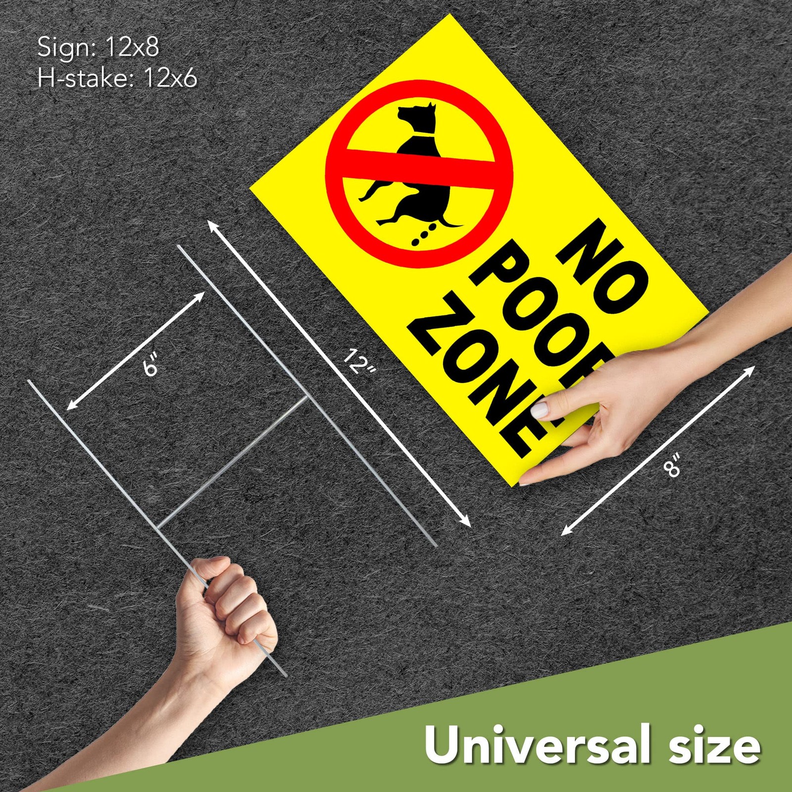 No Pooping Dog Signs for Yard, 8×12 Double Sided Coroplast, Stake