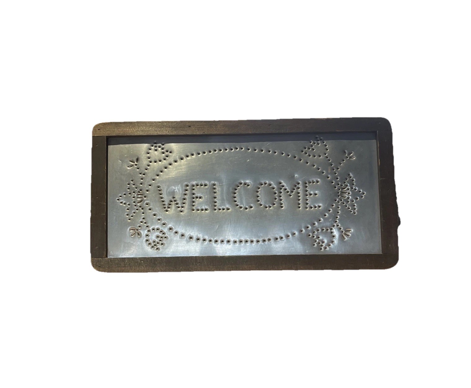 Vintage Rustic Tin Handmade Punch Welcome Sign
