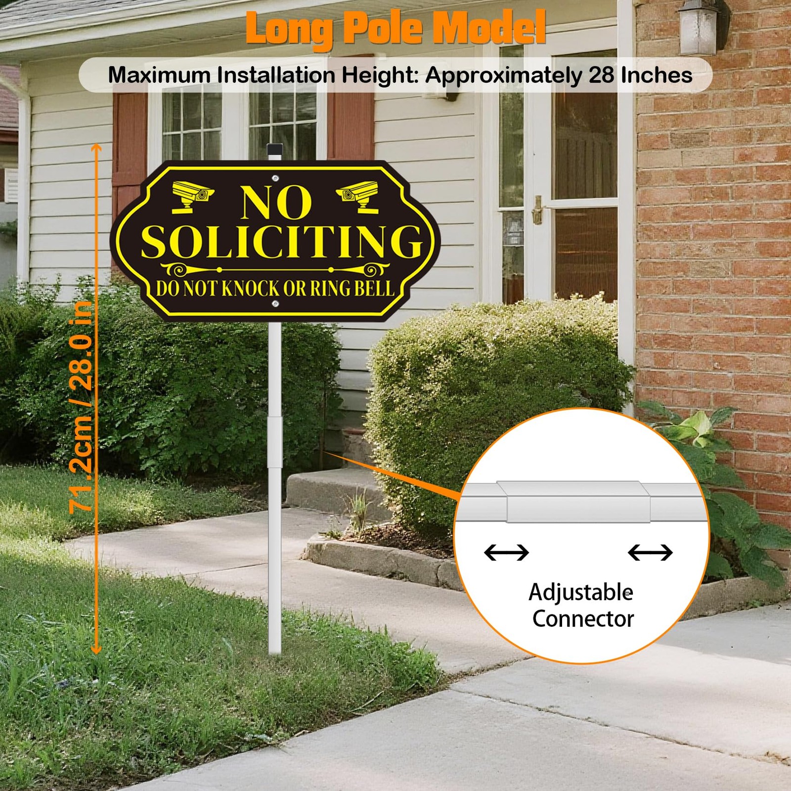 No Soliciting Sign with Stake for House Aluminum 14″x7″ Yard Sign Adjustable 28″