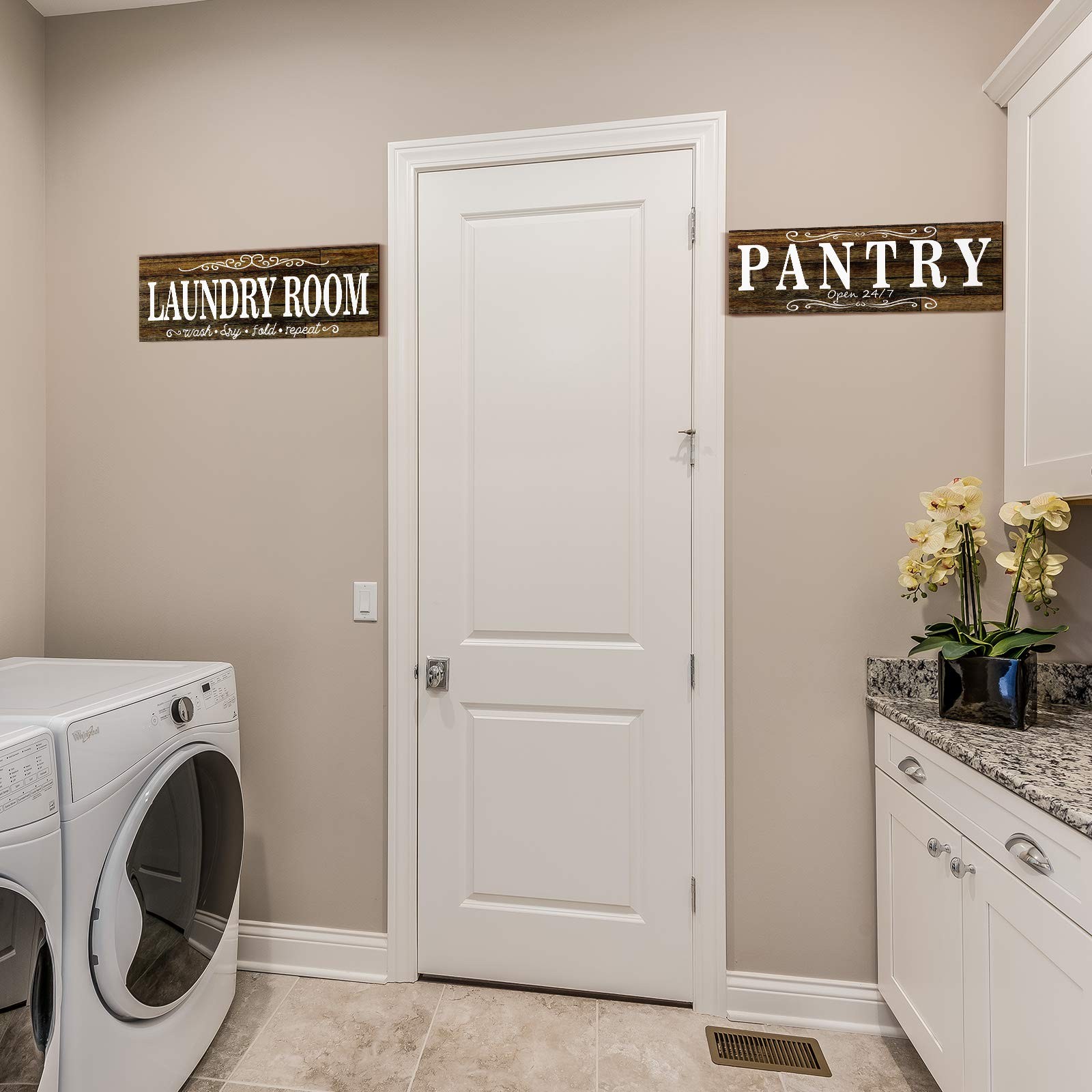 2 Pieces Pantry Sign Laundry Room Wooden Sign Farmhouse Laundry Room Hanging
