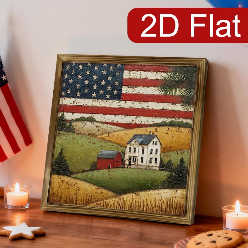 Farmhouse Country American Flag Wooden Plaque Living Room Wall Decoration Gift