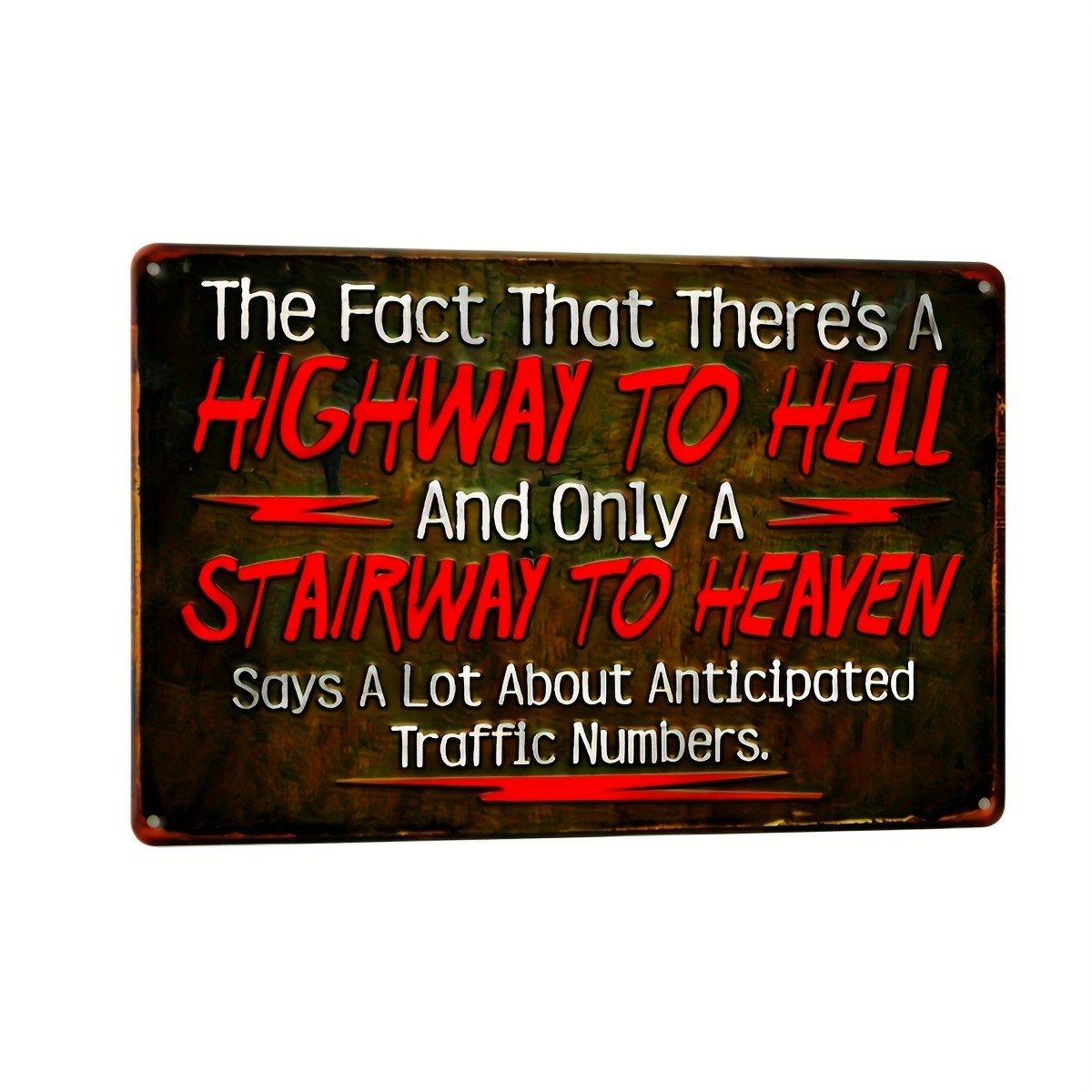 Vintage Metal Tin Sign “Highway to Hell” 12×8 Inches Wall Decor