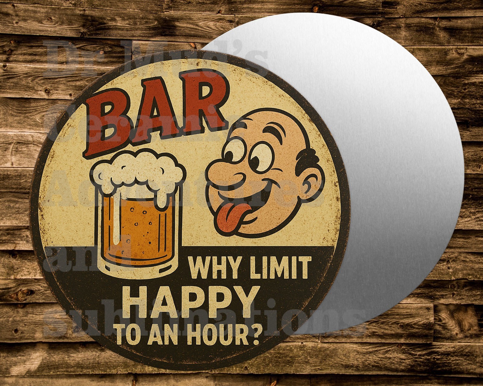 BAR HAPPY HOUR BEER Metal Round Sign Wreath Crafts & miniatures, Doll houses