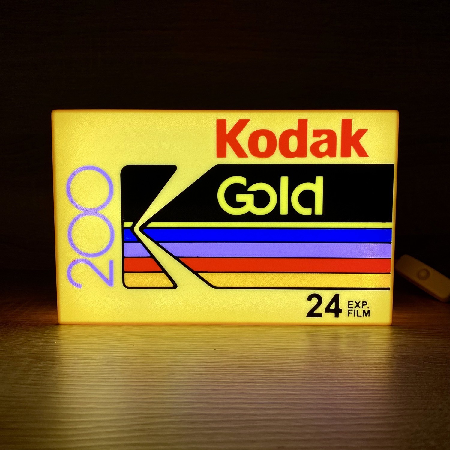 Kodak Gold 200 Film Logo Light Box 3D Printed USB LED Lamp Neon Sign Art Display