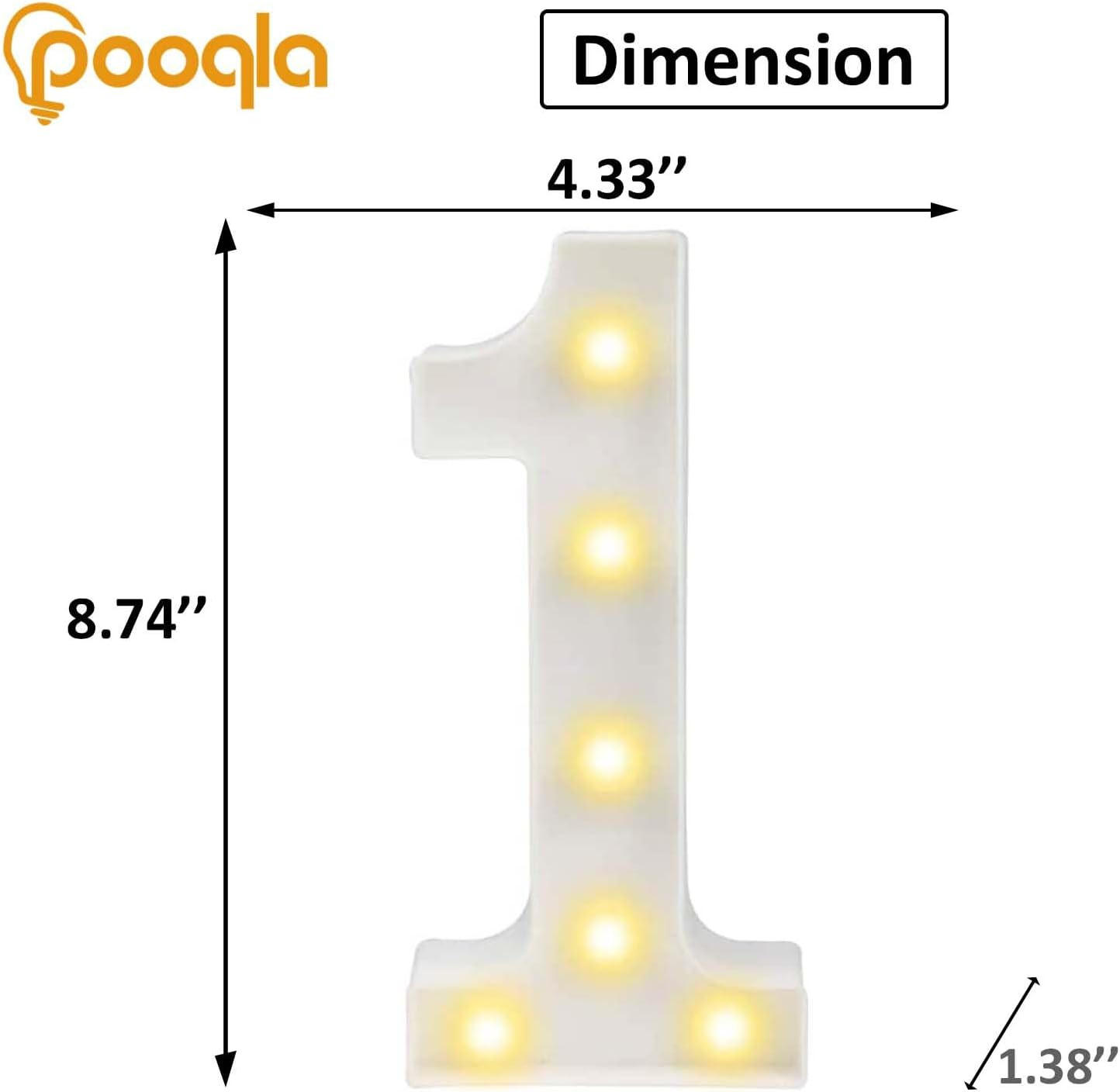 Decorative Led Light up Number Letters, White Plastic Marquee Number Lights Sign