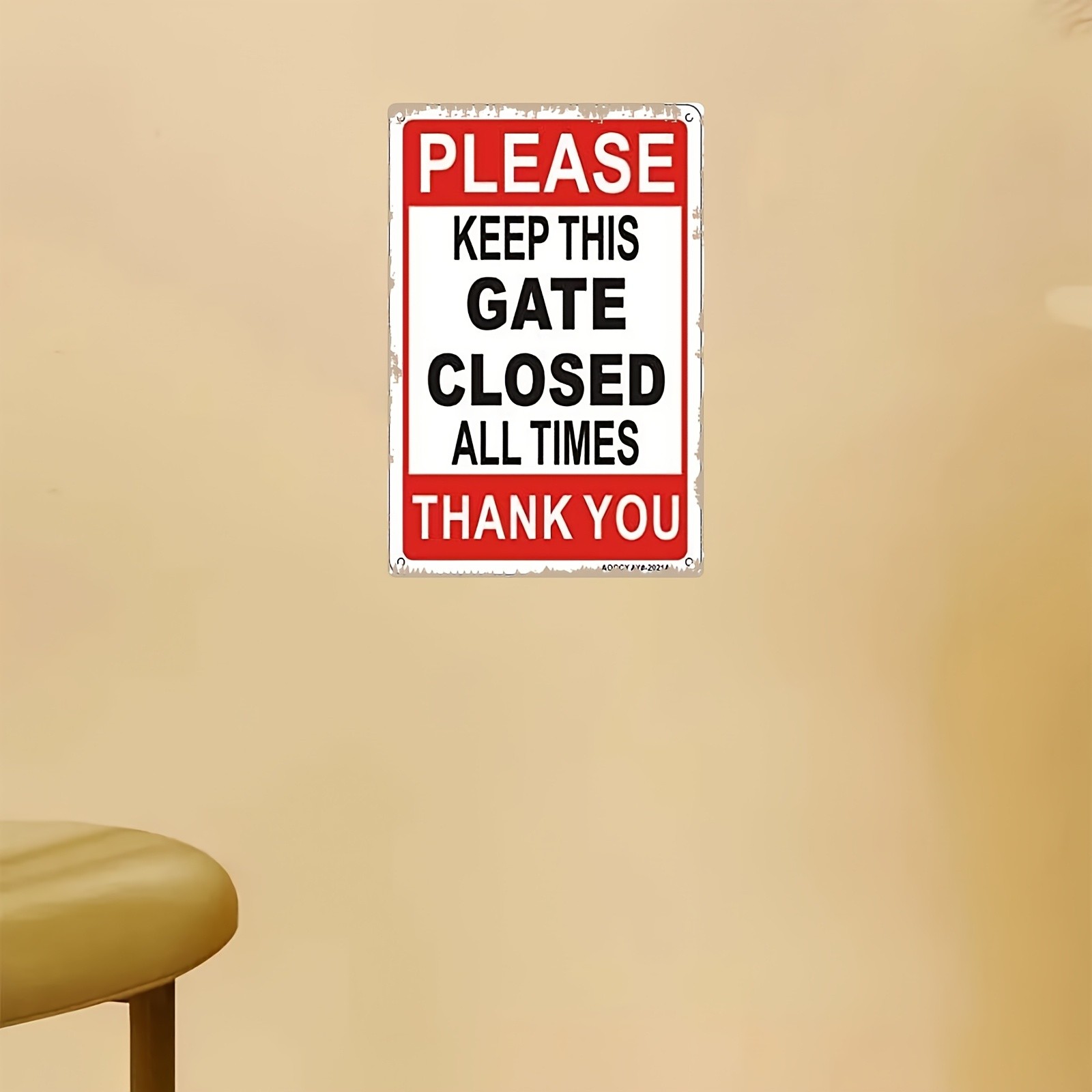 Vintage Metal “Please Keep Gate Closed” Sign 8×12 Rustic Red/Black/White