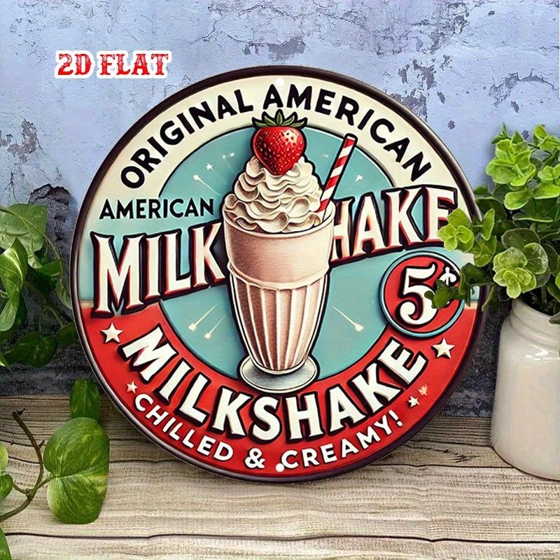 American Milkshake Metal Sign Vintage Retro Diner Kitchen Wall Decor Tin Art