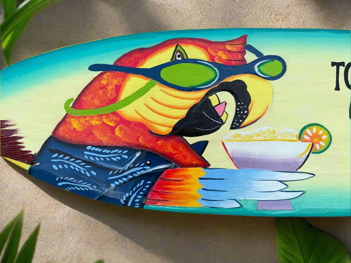 Paradise Surfboard Wall Plaque Toes in the Water, Ass in the Sand 39″ x 10″
