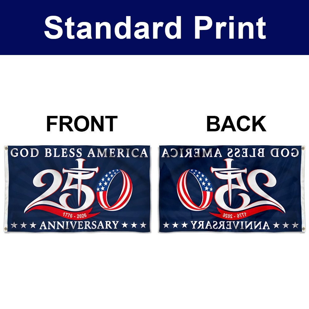 250th Anniversary 1776 2026 American God Bless America Chris Flag Banner 3x5Feet