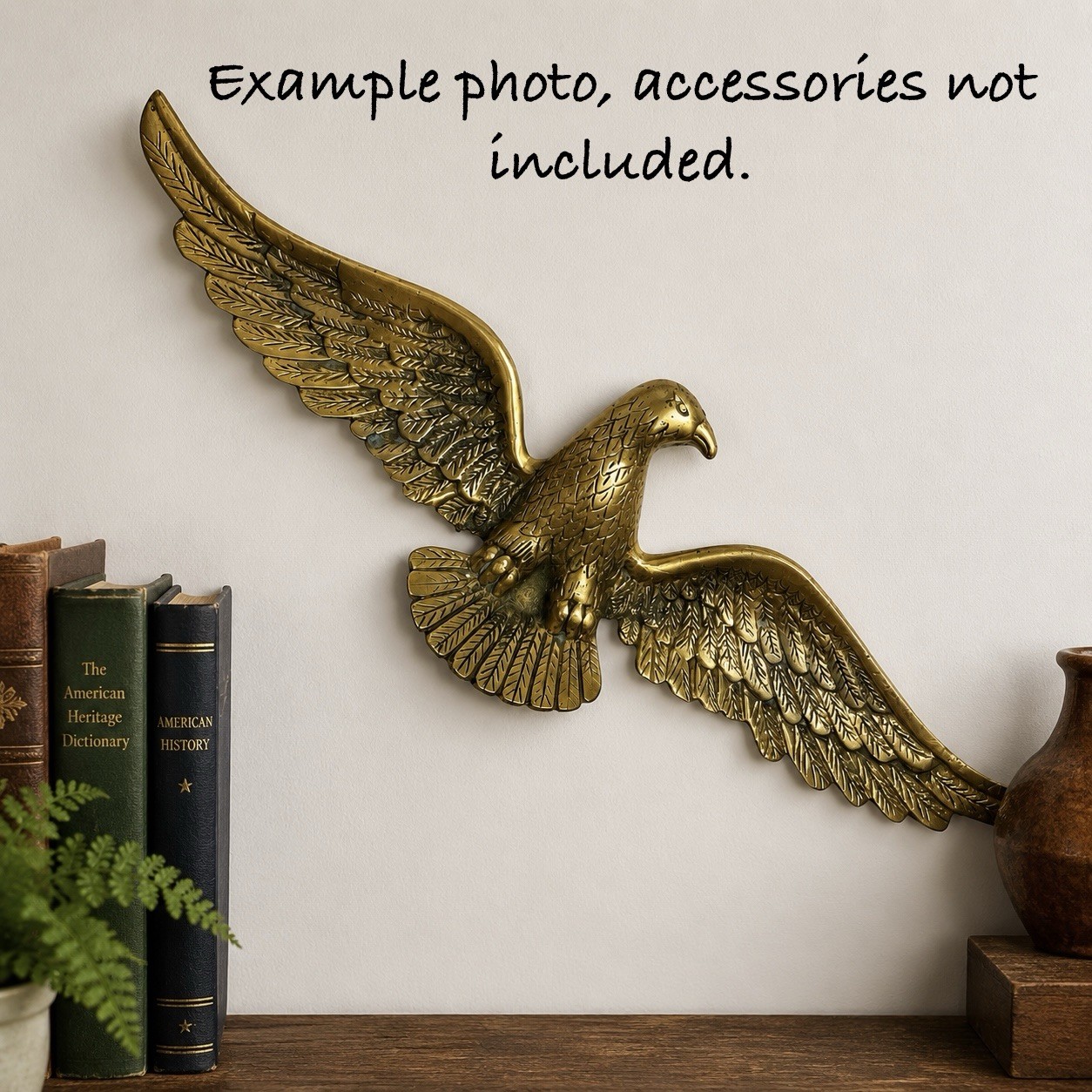 American Bald Eagle with Spread Wings Cast Iron Brass Wall Plaque 18” Patriotic