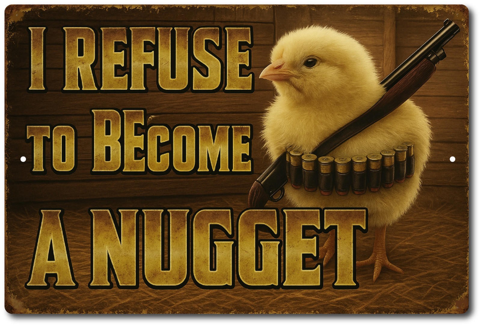 Funny Farm Chicken Sign Aluminum 12×8 Door Mounted Vintage Retro Novelty