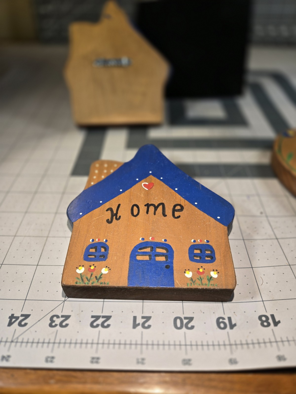 VTG Home Sweet Home 3 Pcs Wooden Wall Decor Houses Heart Rustic Country 1980s