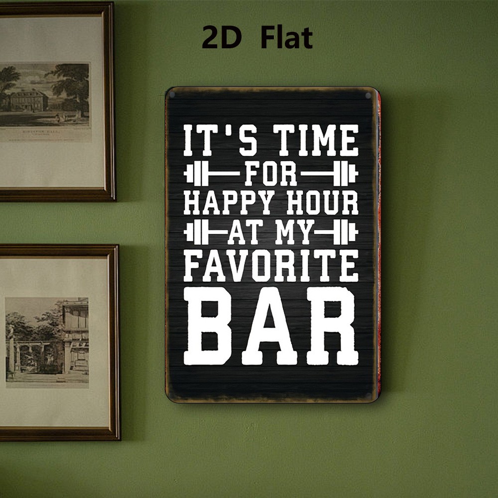 20.32×30.48 cm Metal Sign “Happy Hour Is Here” Rustic Iron Wall Decor