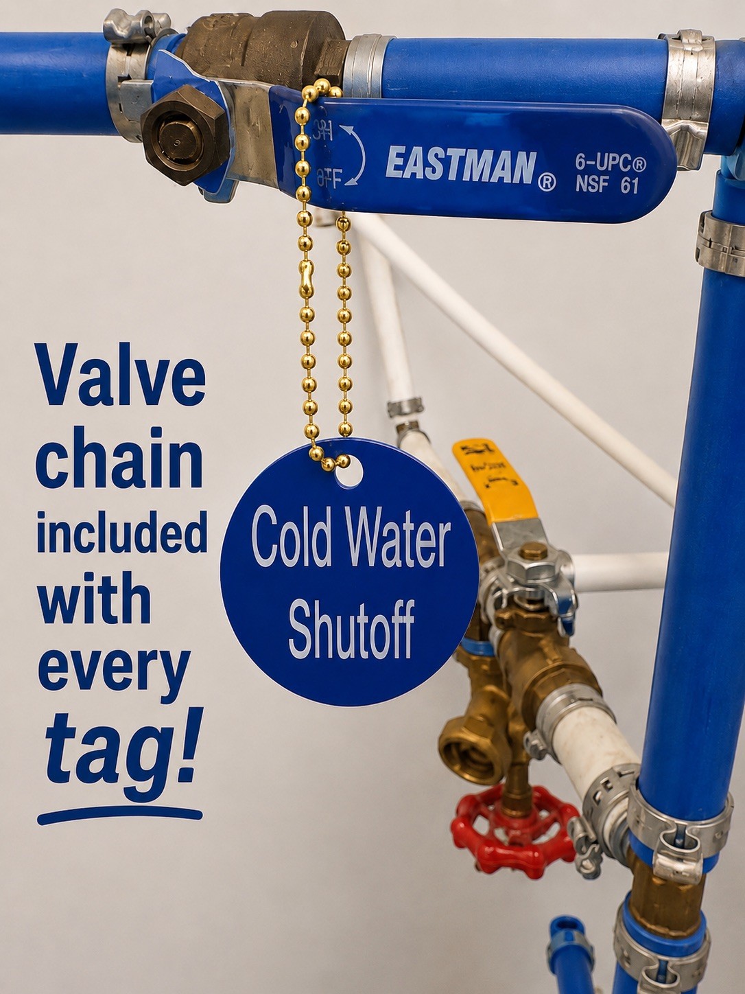 Plumbing Valve Tags Round Anodized Aluminum Laser engraved Utility Room Markers