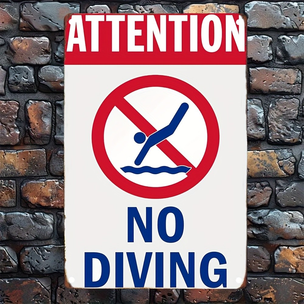 “Caution – No Diving” Rectangular Iron Sign