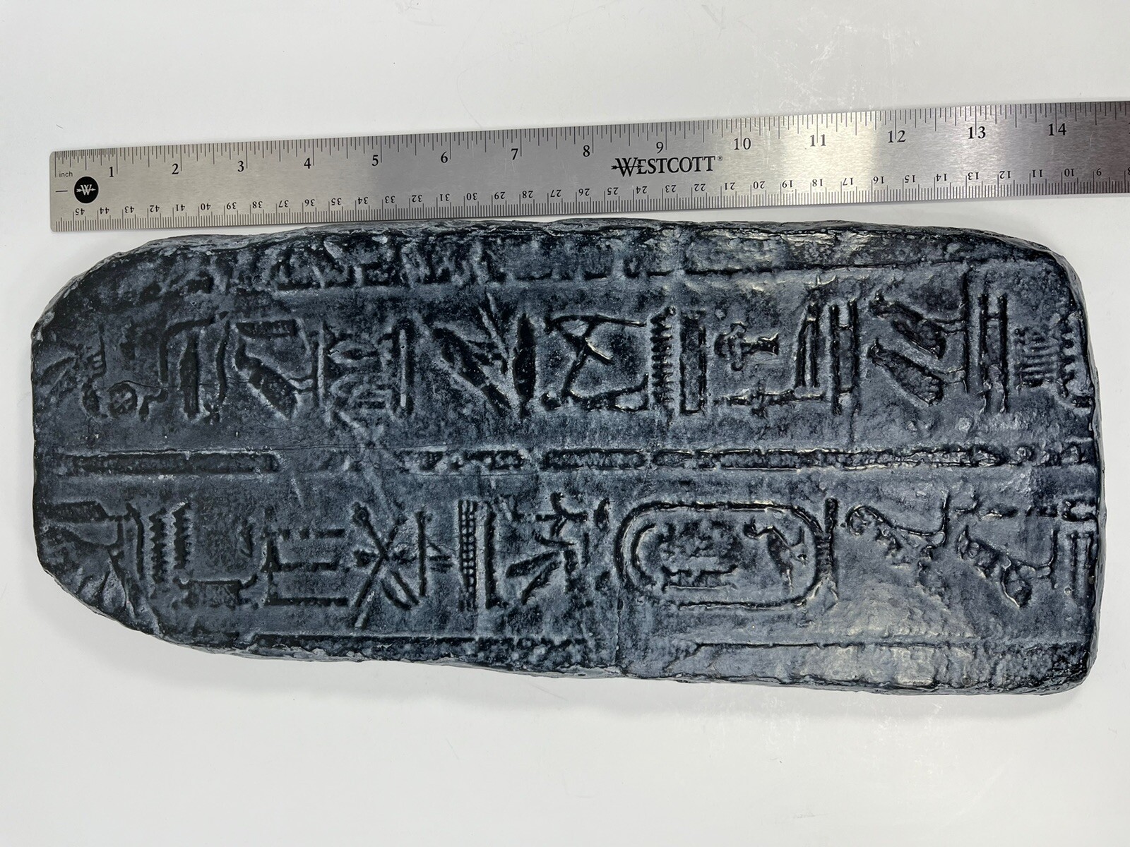 Rectangular Black Wall Plaque Decorated In Hieroglyphics Preowned