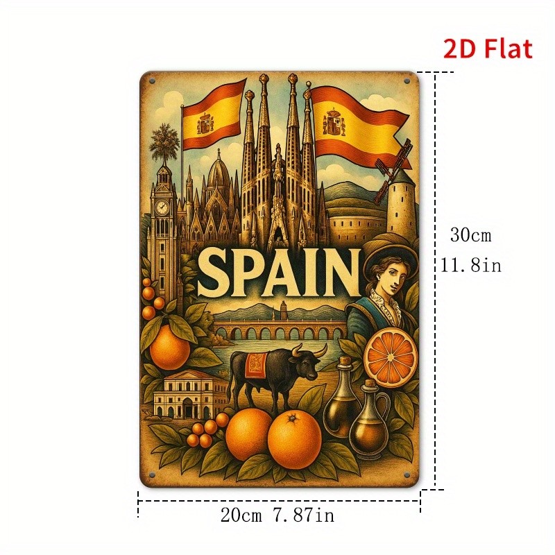 Tin Metal Sign Rectangular Iron Decorative Plaque Spanish Culture 8×12