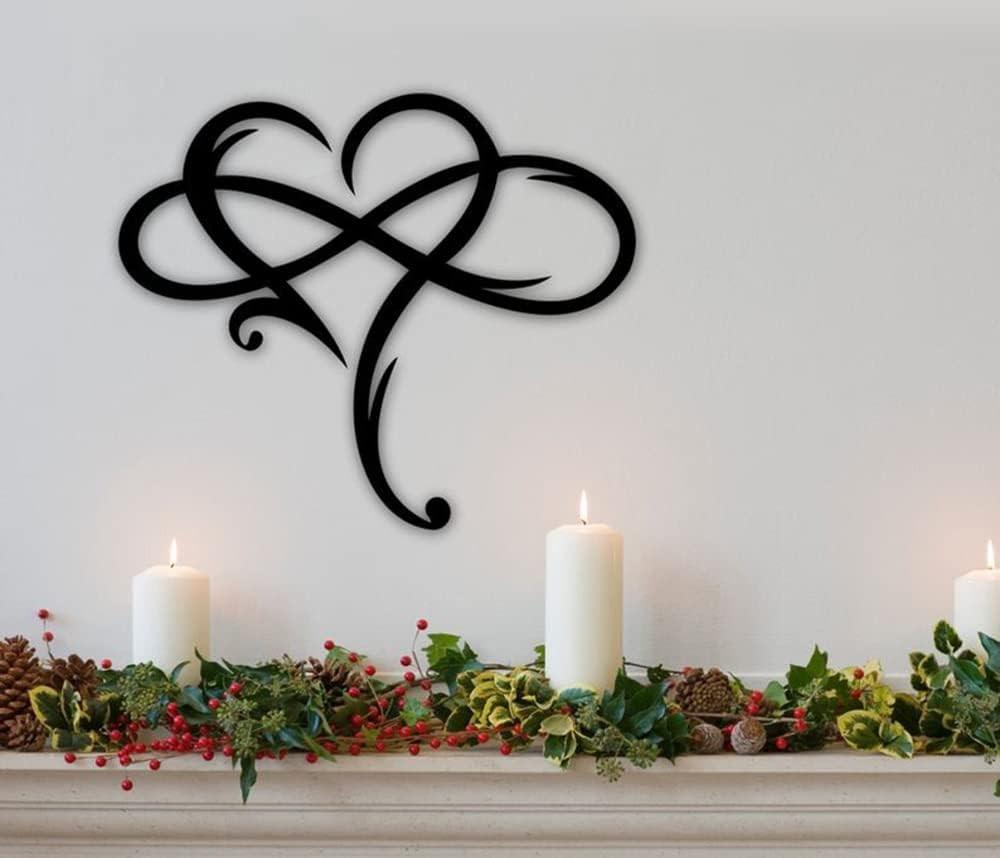 Infinity Heart Wall Decor, Unique Infinity Heart Metal Art Wall Decor Love Sign