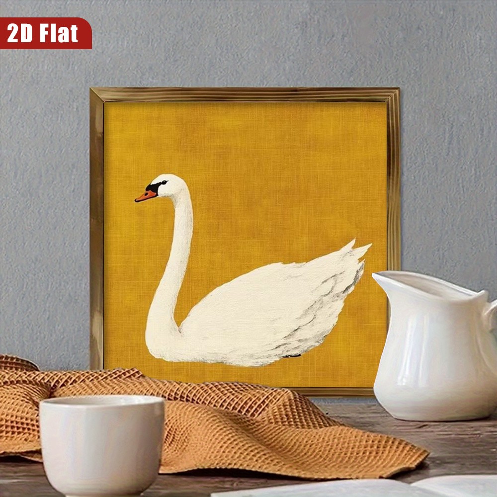 Vintage White Swan Wooden Plaque Elegant Farmhouse Home Desktop Decoration Gift