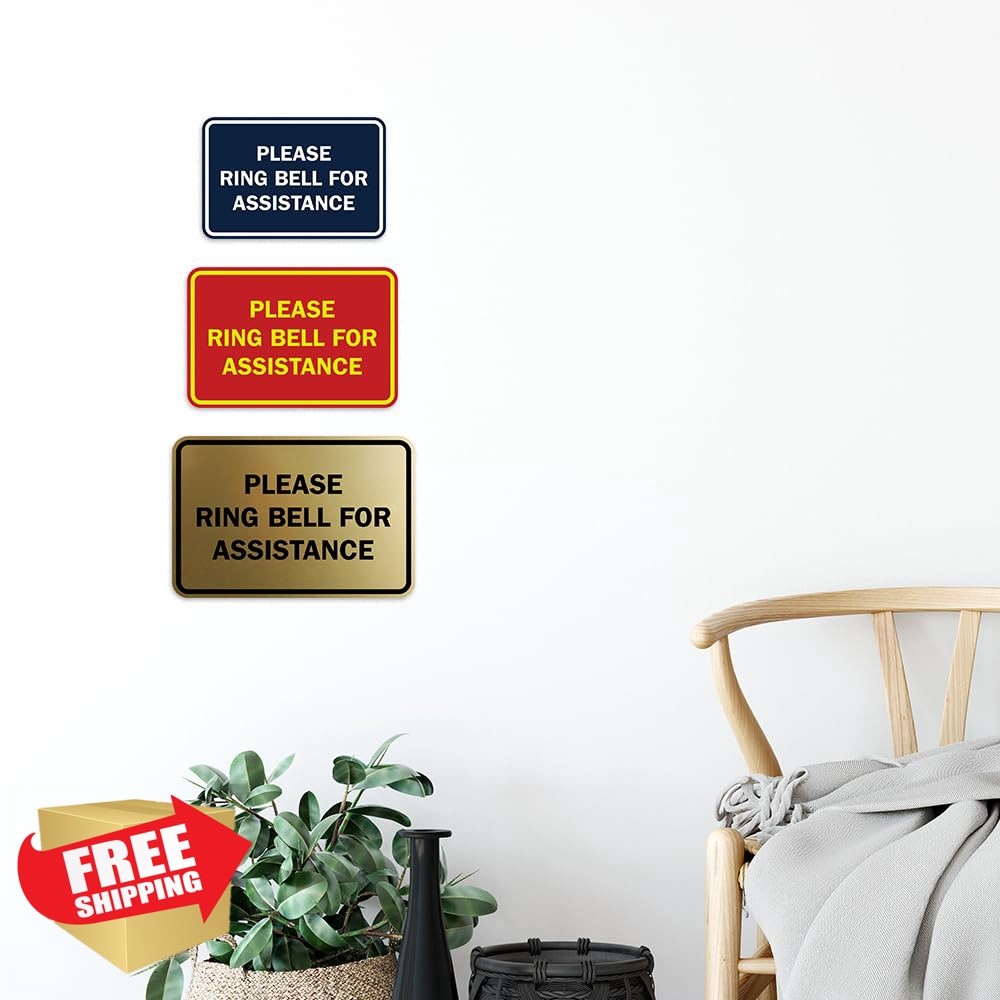 Signs ByLITA Ring Bell Sign Medium Navy Blue/White