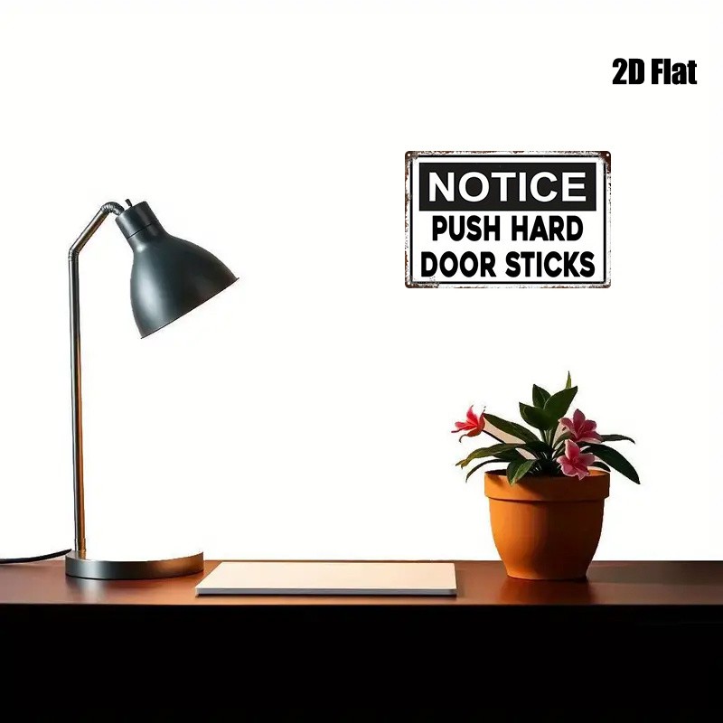 Metal Notice Push Hard Door Sign 8X12 Inches Rustic Iron
