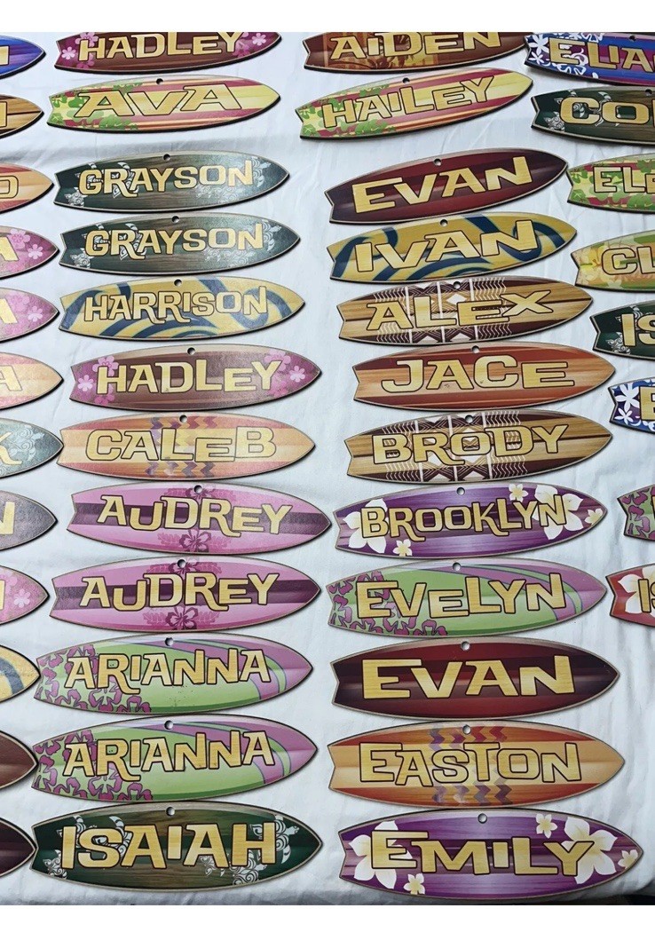 Wood Surfboard Personalized Name Sign 8″ – Pick Your Name! Free Shipping
