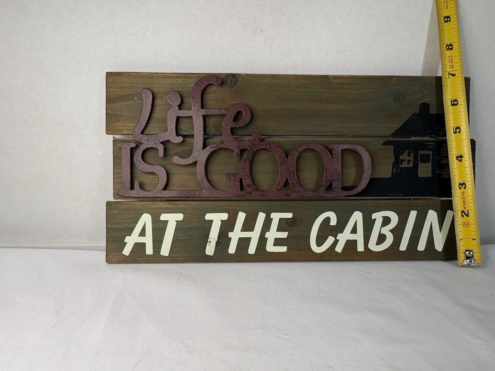 Life Is Good At The Cabin Wooden Sign Wall Hanging Lodge Man Cave Rustic Decor