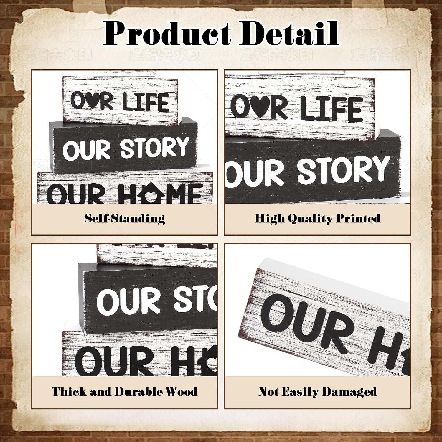 4 Pcs Farmhouse Wooden Tiered Tray Decor, Home Rustic Retro Decorations Gifts fo