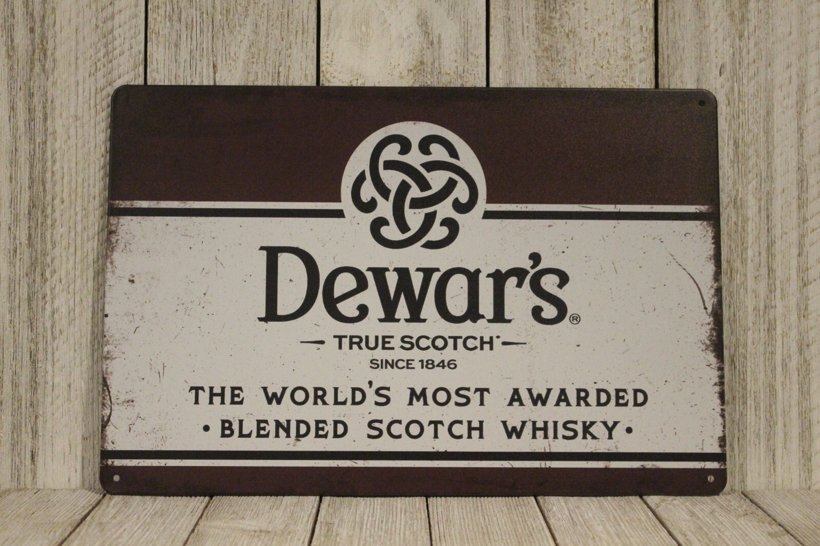 Dewar’s Scotch Whiskey Tin Sign Metal Whisky Bar Irish Pub Vintage Look Ad
