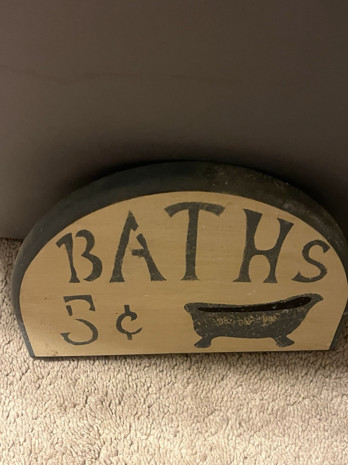 Vintage Country Farmhouse Rustic Wooden Bathroom Sign Baths 5¢ Wall Mounted