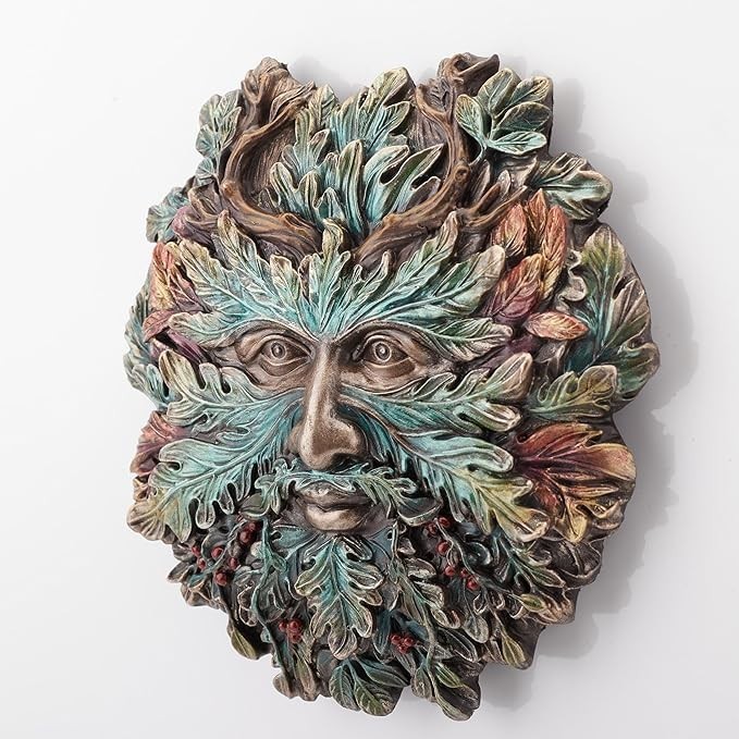 Green Man Winter Solstice Antler Wall Plaque Polystone Home Decorative