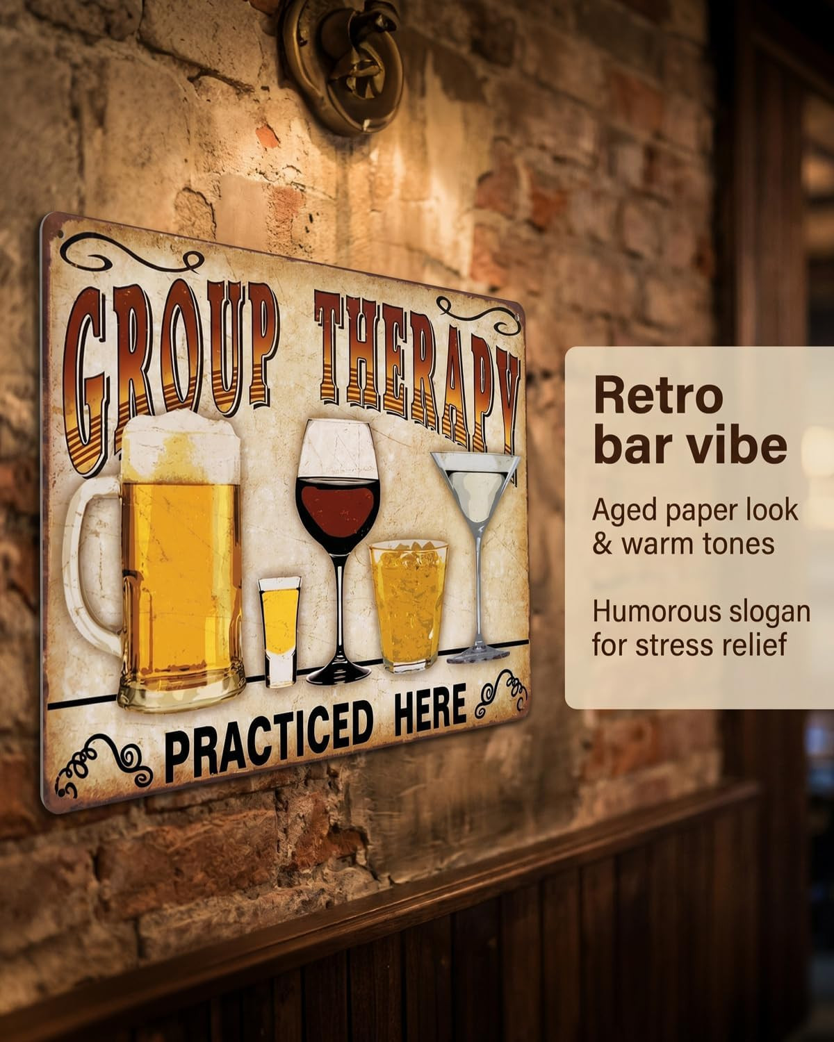 4 Pack Bar Signs for Home Bar Decor, Vintage Metal Bar Wall Decor for Man Cave,