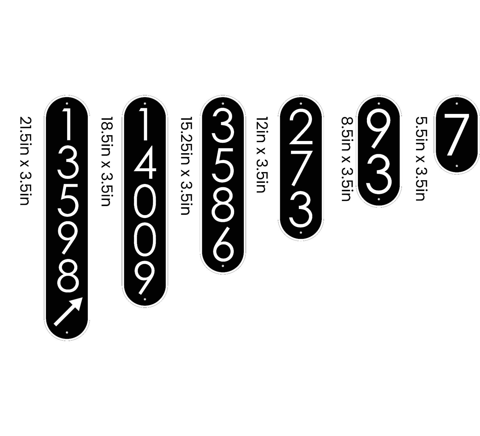 Modern House Numbers Address Sign Black with White Numbers Vertical Plaque 3.5″W