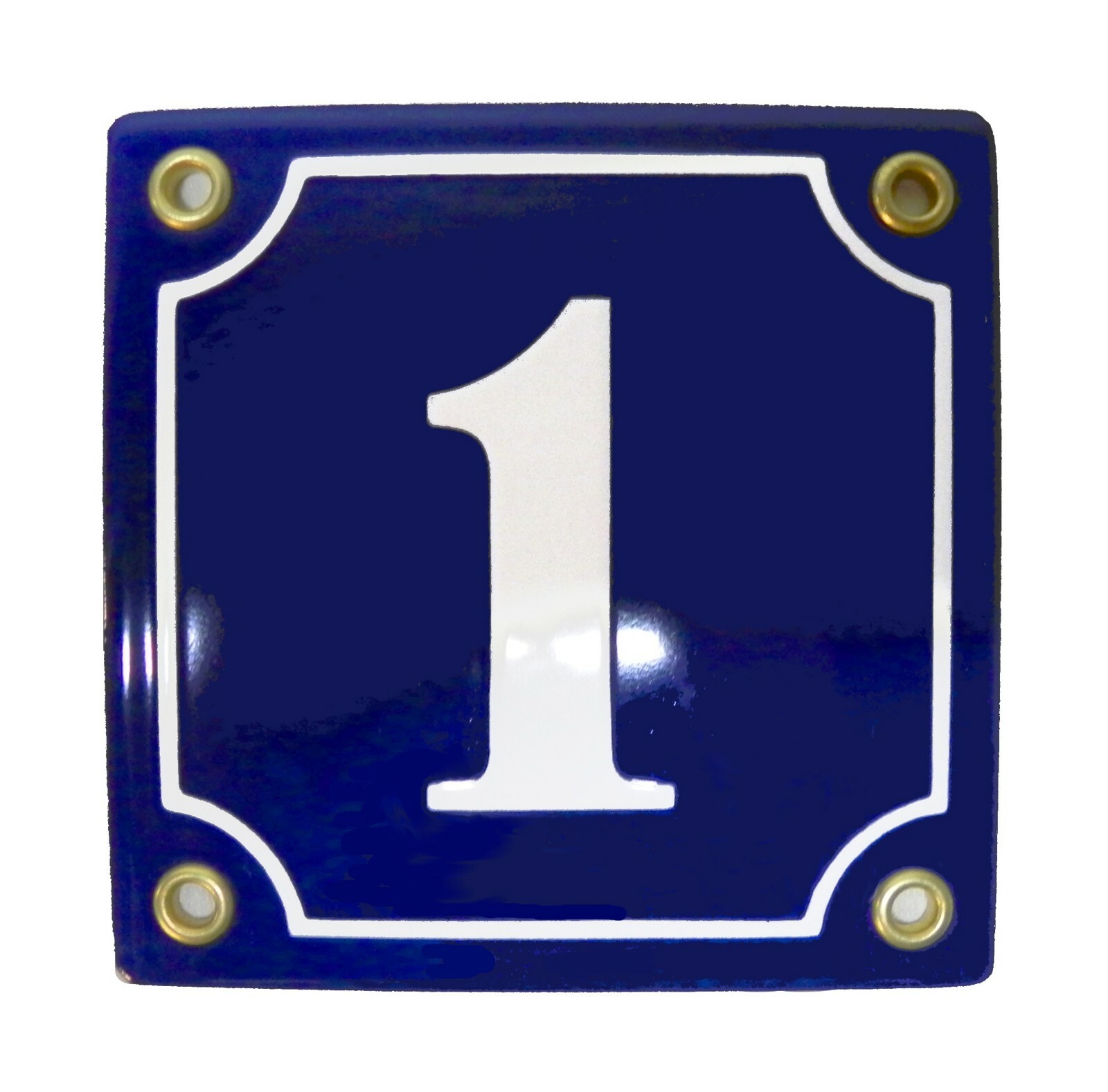 Porcelain address plaque 6×6″ customisable handcrafted enamel house number sign