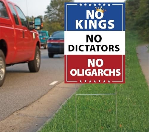 No Kings In America Sign No Kings No Dictators Protest Sign Double Sided Corr…