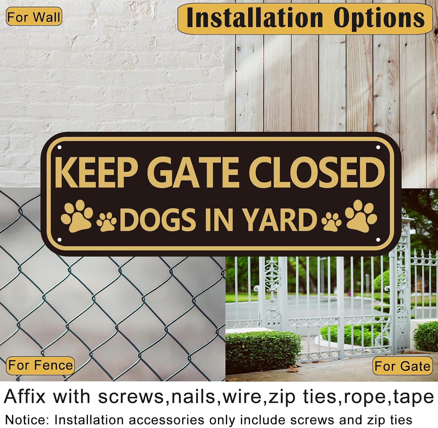 Beware of Dog Sign for Fence 2-Pack Keep Gate Closed Sign Dogs in Yard Sign Rust