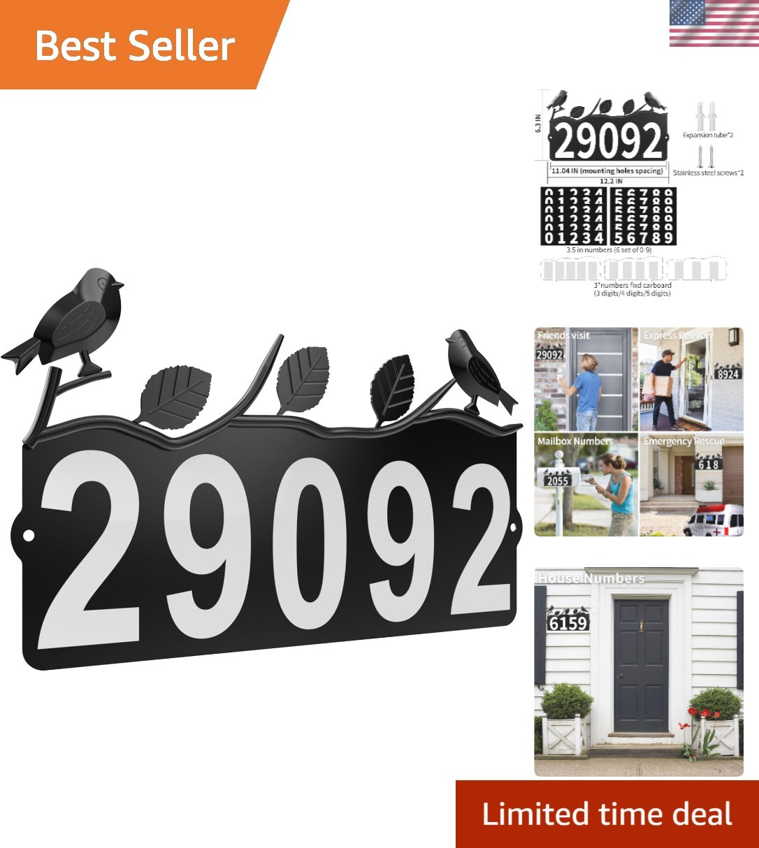 Metal Address Numbers for House, Address Plaque | Waterproof, Rustproof Addre…
