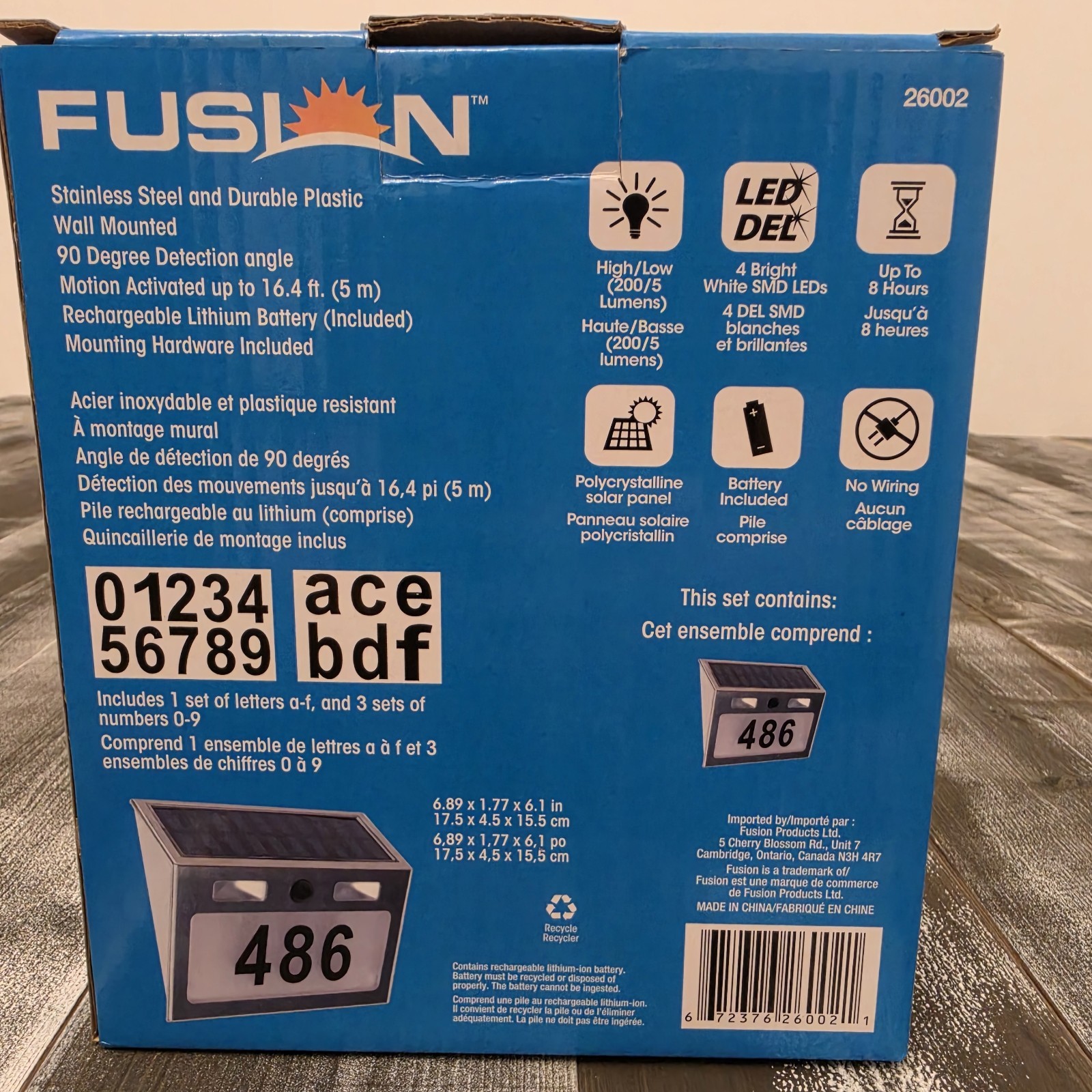 Fusion Solar House Number Light Motion Detection Address Sign LED Wireless 26002