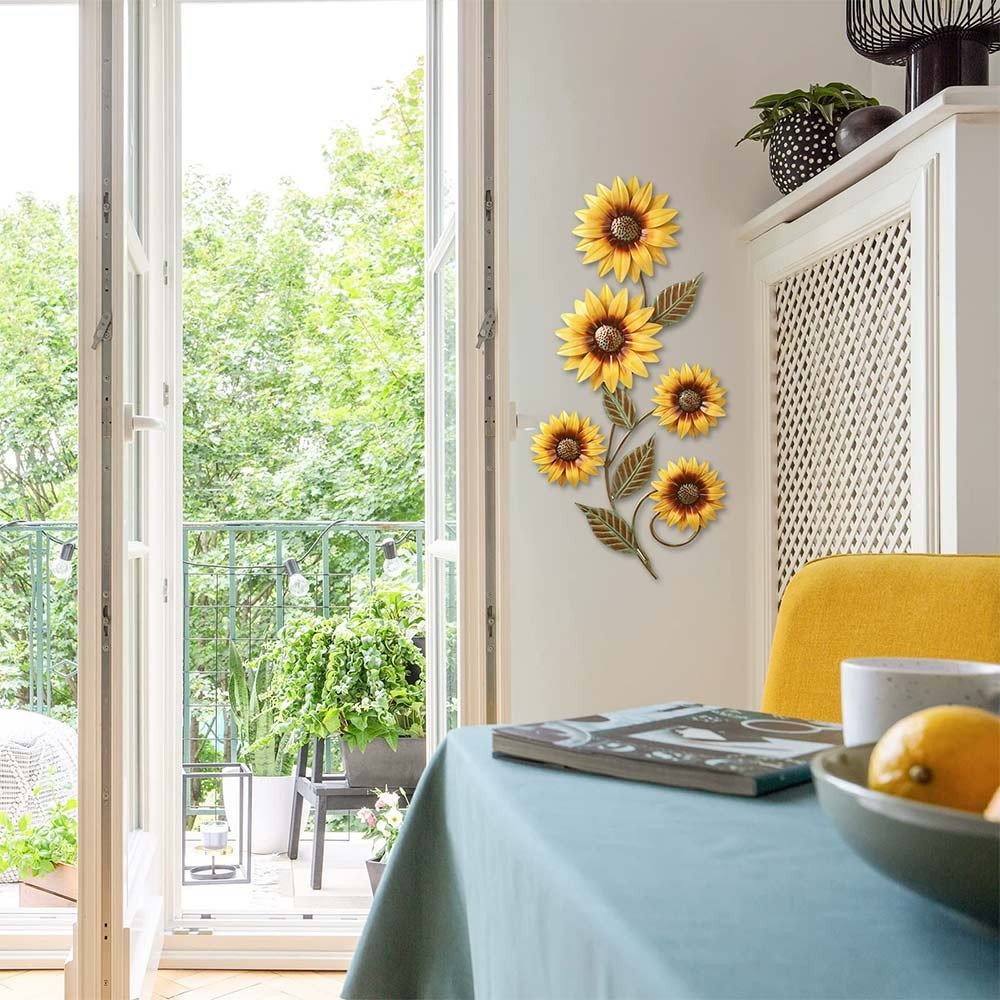 Metal Sunflower Wall Decorations Garden Wall Art Outdoor Indoors Floral Decor TL