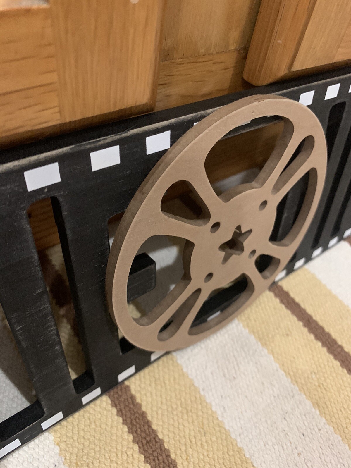 Movie Night Wooden Sign Cinema Theater Movie Reel Home Wall Decor Film DVD