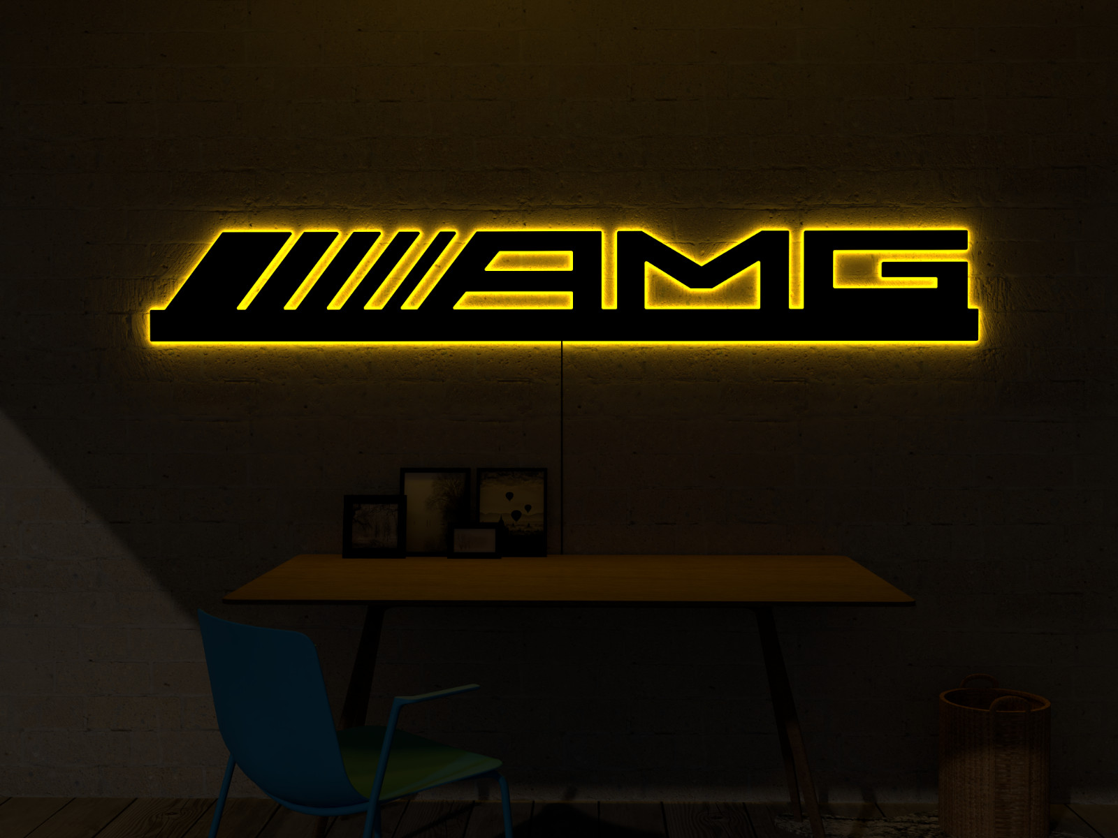RGB LED Wall Art AMG Sign Automotive Garage Decor Luxury Car Neon Light Gift XXL