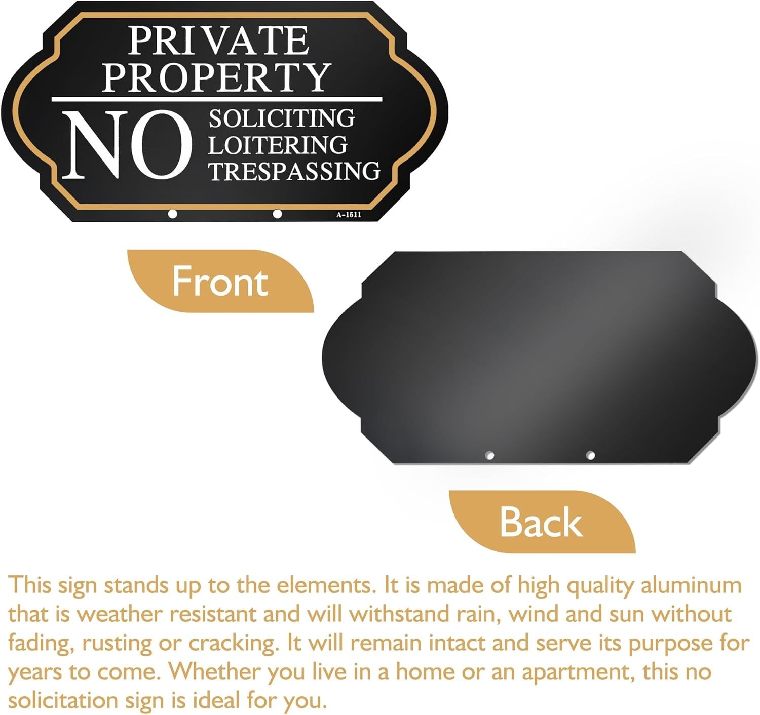 Private Property No Soliciting Sign with Stake – 5×10 Inches for Lawns & Gardens